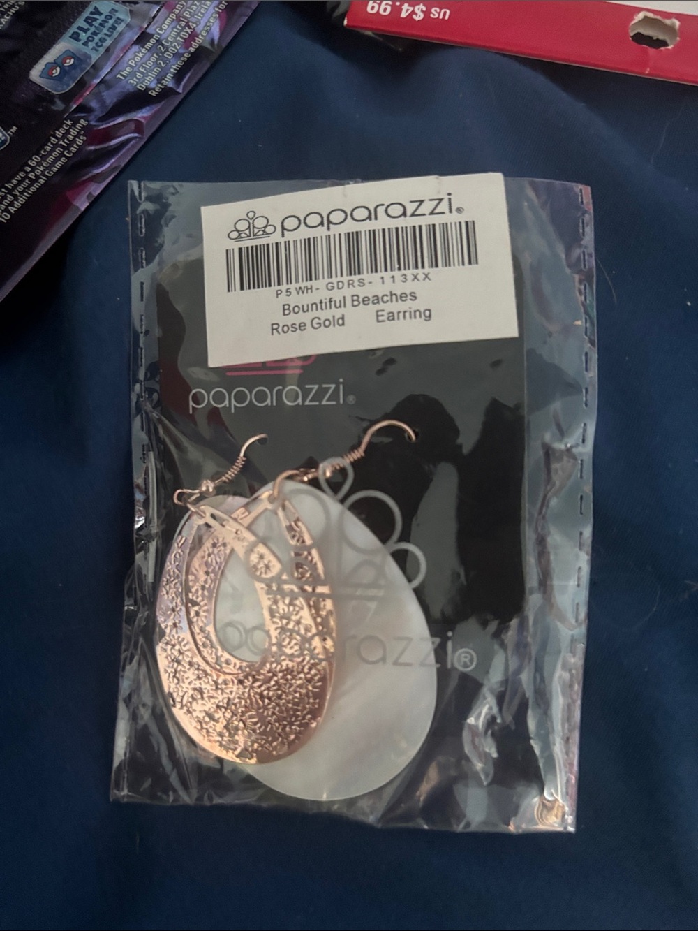 paparazzi Rose Gold and White Layered Teardrop Earrings